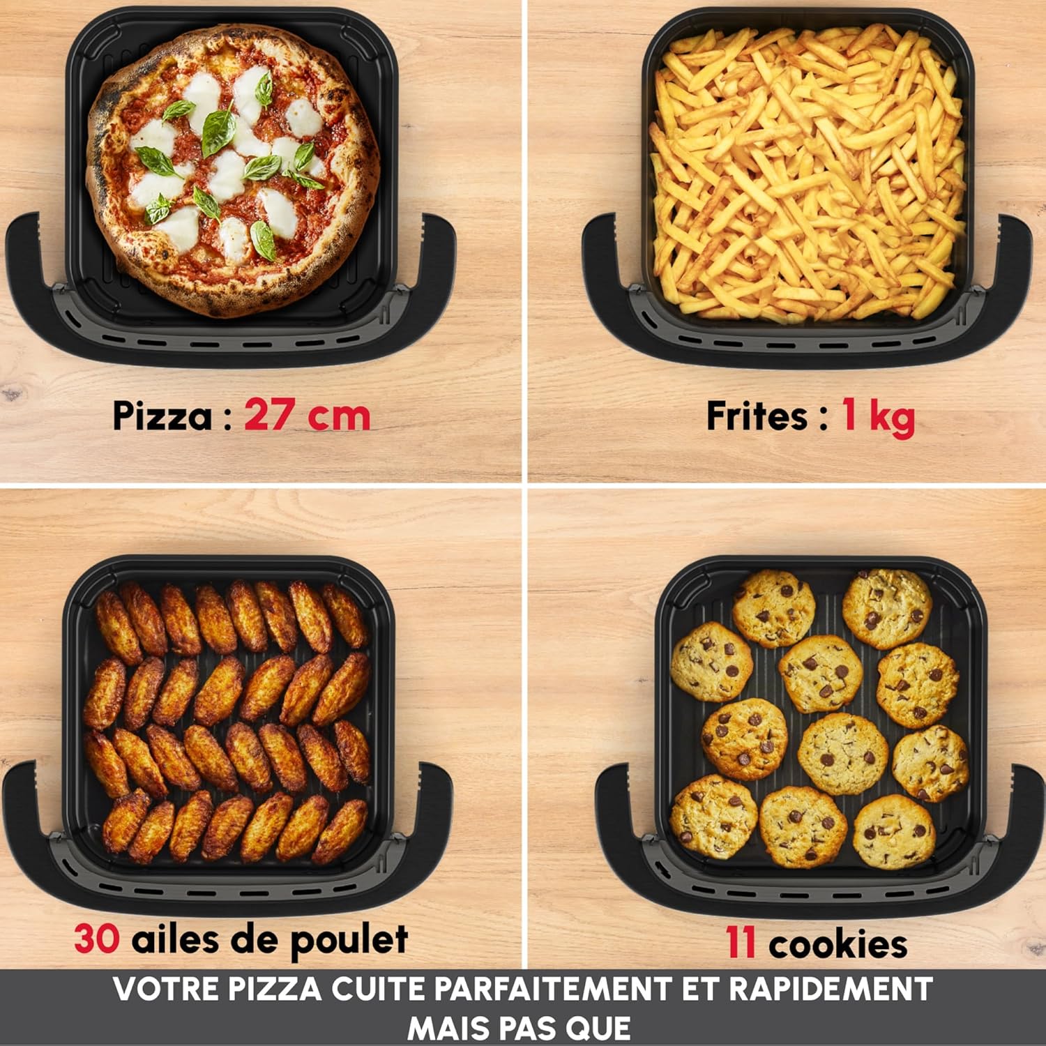 Moulinex Easy Fry XL Surface & Pizza 4L, Air fryer, Très grande surface de cuisson, Compact, Fenêtre de visualisation, Noir, AL4018F0