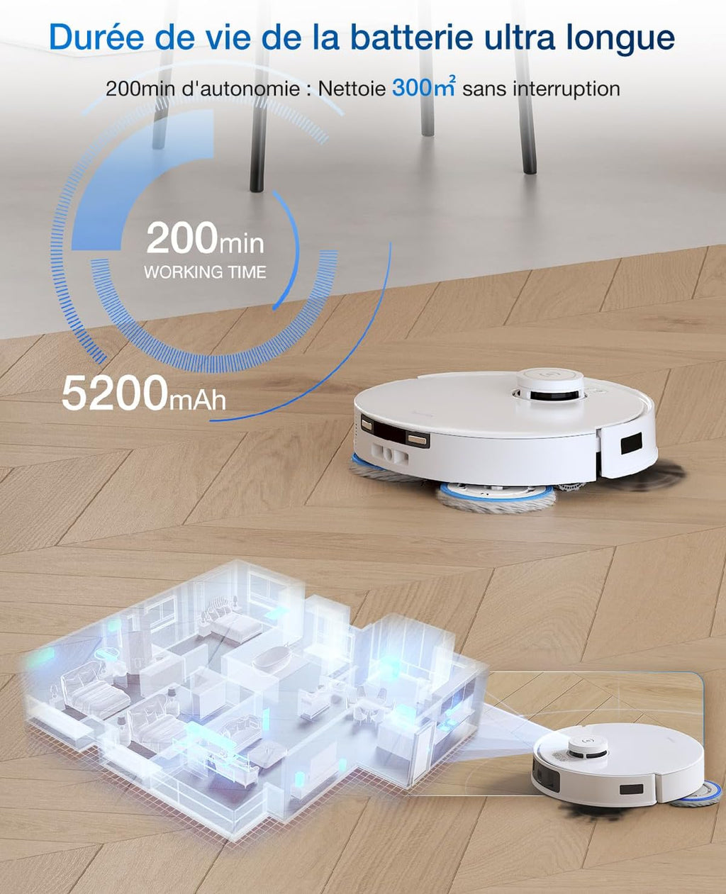 ECOVACS DEEBOT T30C Pro Omni GEN 2 Robot Aspirateur Laveur avec Station Omni,15400Pa Aspiration, Brosse ZeroTangle 2.0, Nettoyage TruEdge, Auto-Vidange,Séchage 45°C, 200min Autonomie, Assistant YIKO