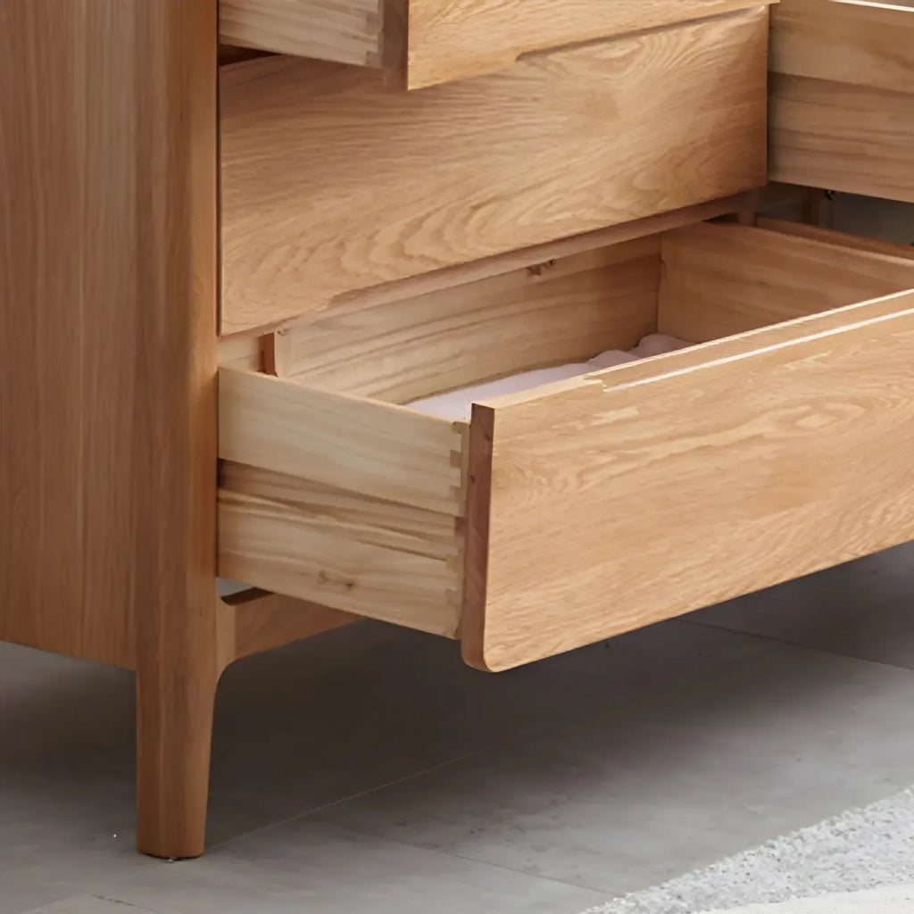 Traditional Natural Oak Wood Double Dresser for Bedroom