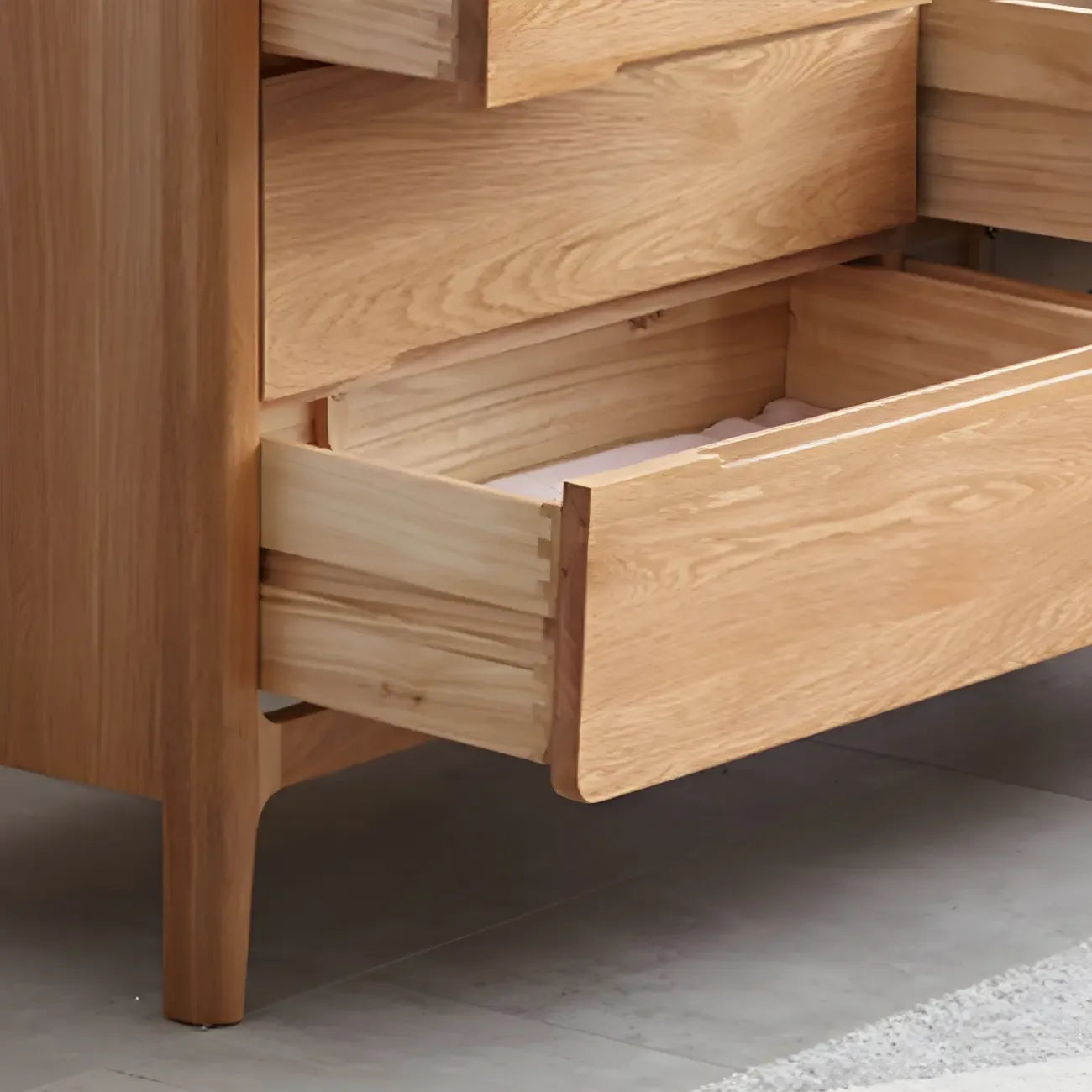 Traditional Natural Oak Wood Double Dresser for Bedroom