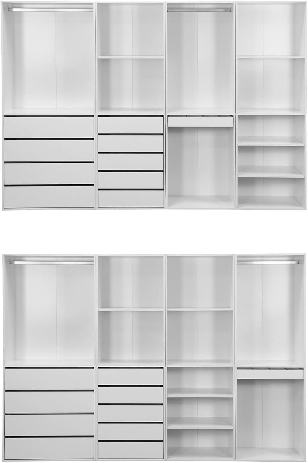 Alice's Home - Kit Dressing modulable avec 4 éléments. Blanc. Panneaux stratifiés