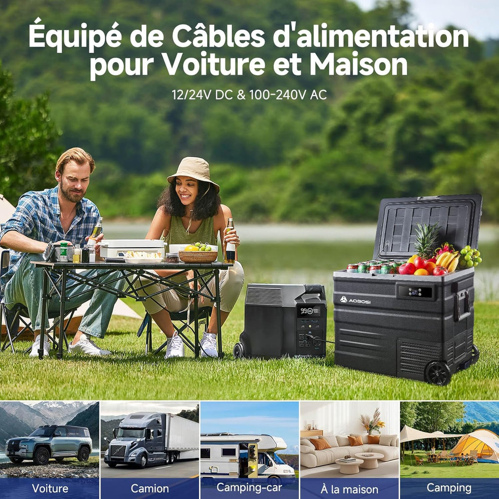 45L Glacière à Compresseur,Glaciere Électrique -20℃ à 20℃,Frigo Camion APP&Bouton Contrôle,12/24V DC et 100-240V AC Glaciere Camping Pour Voiture,Camion,Bateau et Prise De Courant -