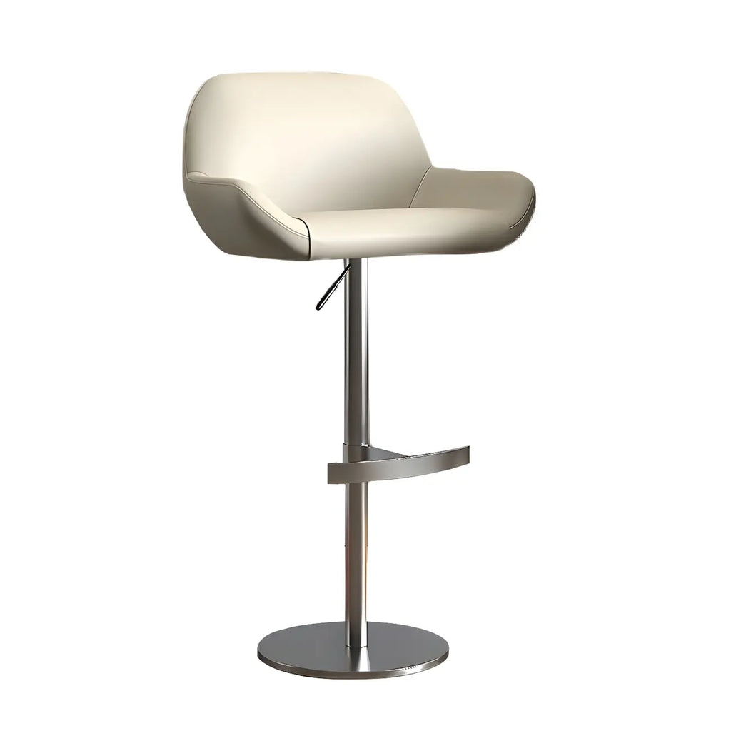 Minimalist Leather Swivel Bar Stools with Low Back for Kitchen