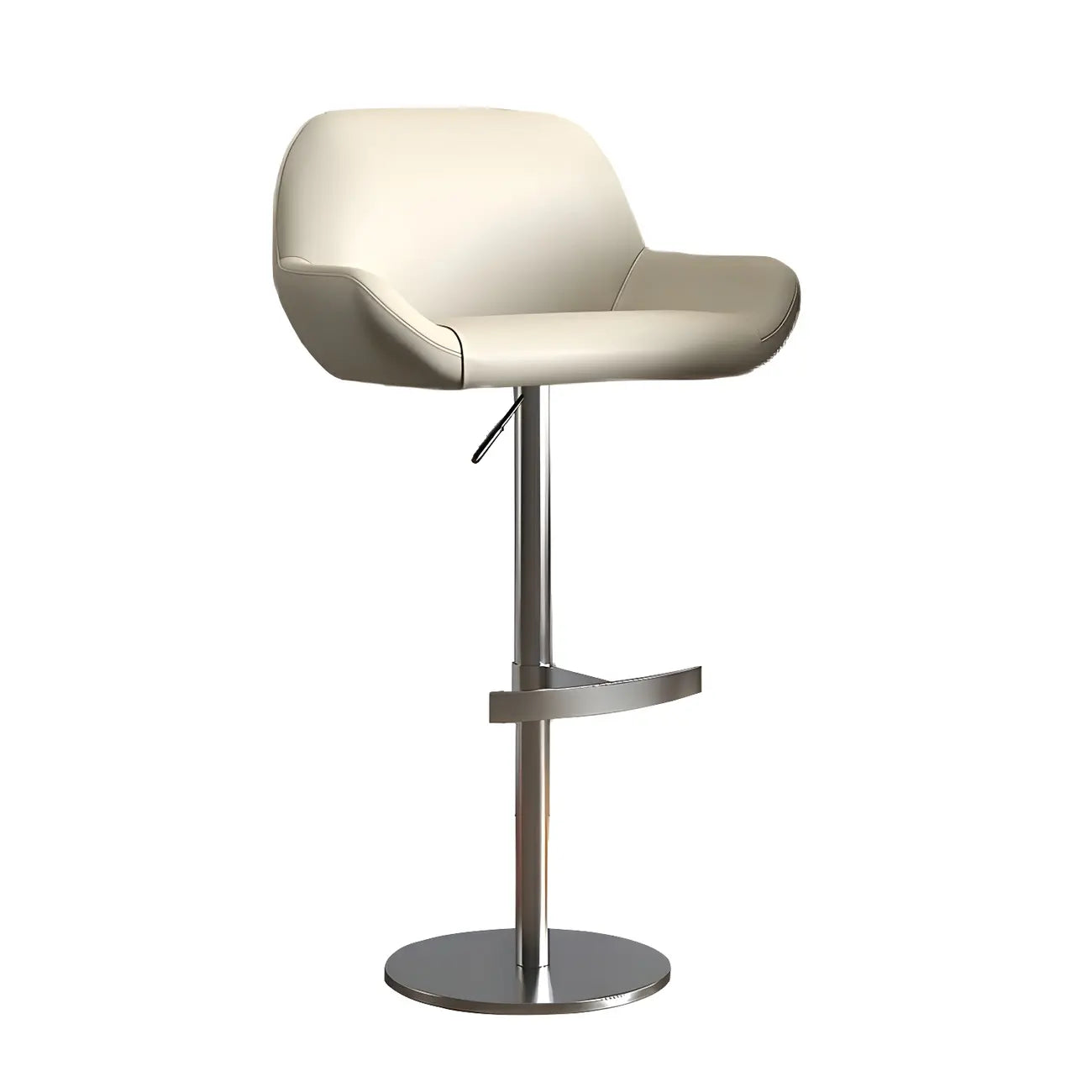 Minimalist Leather Swivel Bar Stools with Low Back for Kitchen