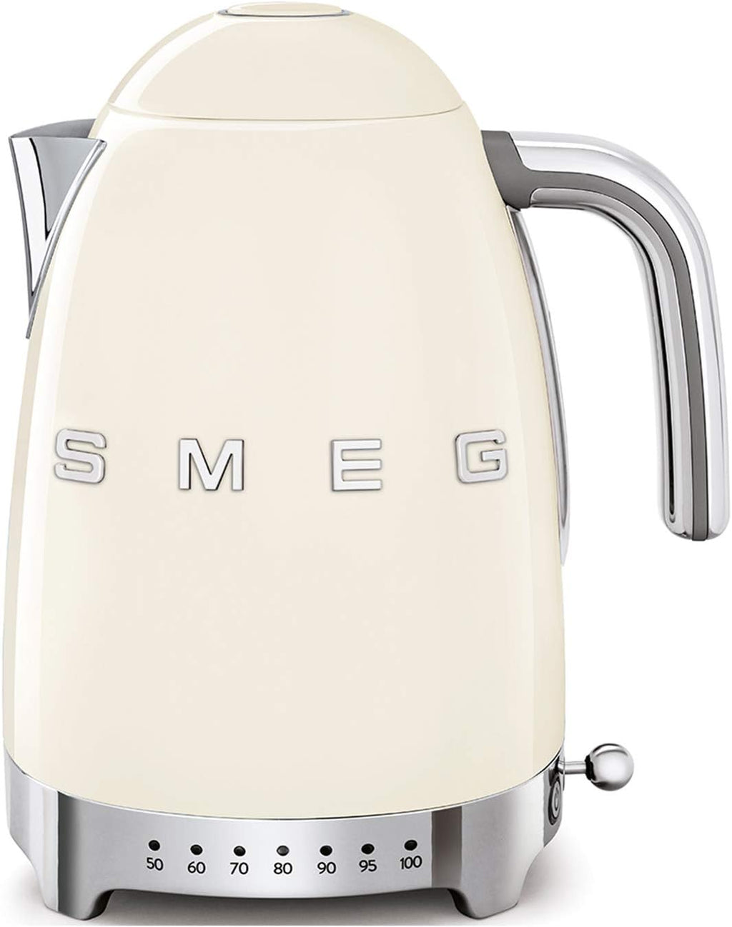 Smeg, Bouilloire à Température Variable KLF04CREU 1,7 L, Plusieurs Température, Filtre Anticalcaire Lavable, Arrêt Automatique de Sécurité, Indicateur de Niveau d'Eau, Enrouleur de Câble, 2400W, Crème