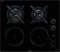 SAUTER SPI9602BM - Table de cuisson mixte induction/GAZ - 2 foyers induction (18 cm, 2,8 kW, 13 niveaux, minuterie 99 min) - 2 brûleurs gaz - grilles fonte - sécurité avancée