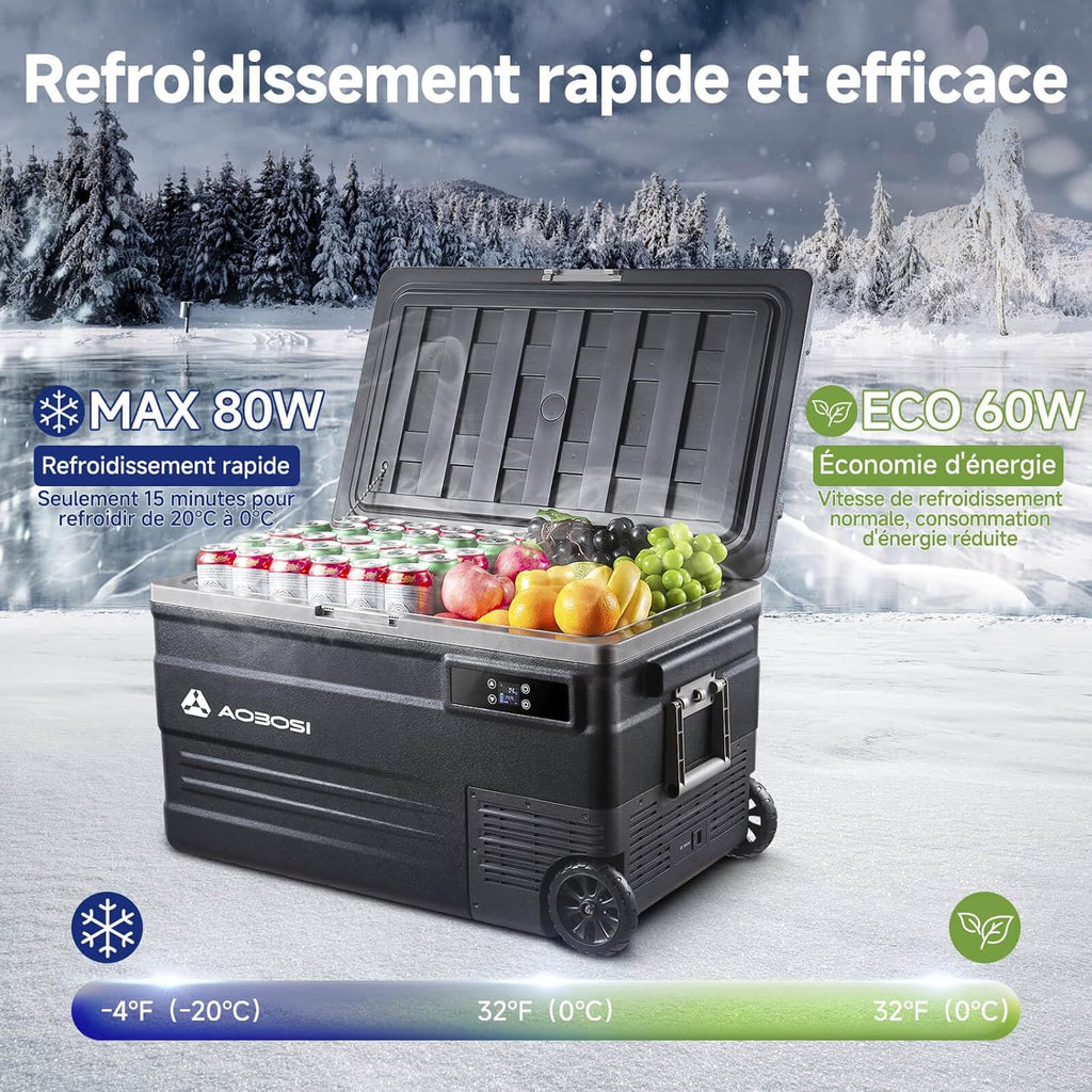 45L Glacière à Compresseur,Glaciere Électrique -20℃ à 20℃,Frigo Camion APP&Bouton Contrôle,12/24V DC et 100-240V AC Glaciere Camping Pour Voiture,Camion,Bateau et Prise De Courant -