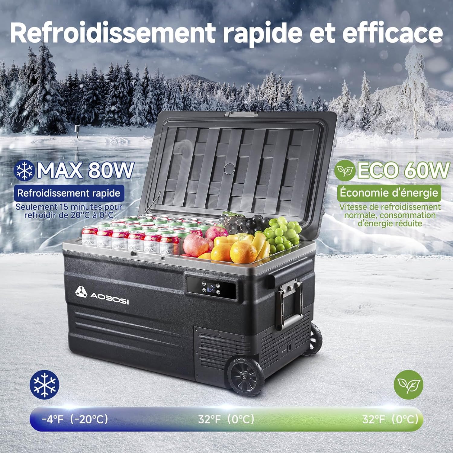 45L Glacière à Compresseur,Glaciere Électrique -20℃ à 20℃,Frigo Camion APP&Bouton Contrôle,12/24V DC et 100-240V AC Glaciere Camping Pour Voiture,Camion,Bateau et Prise De Courant -