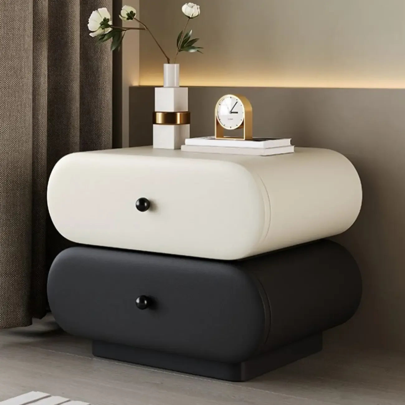 Modern Two-Tone Bedside Table with Storage Drawers