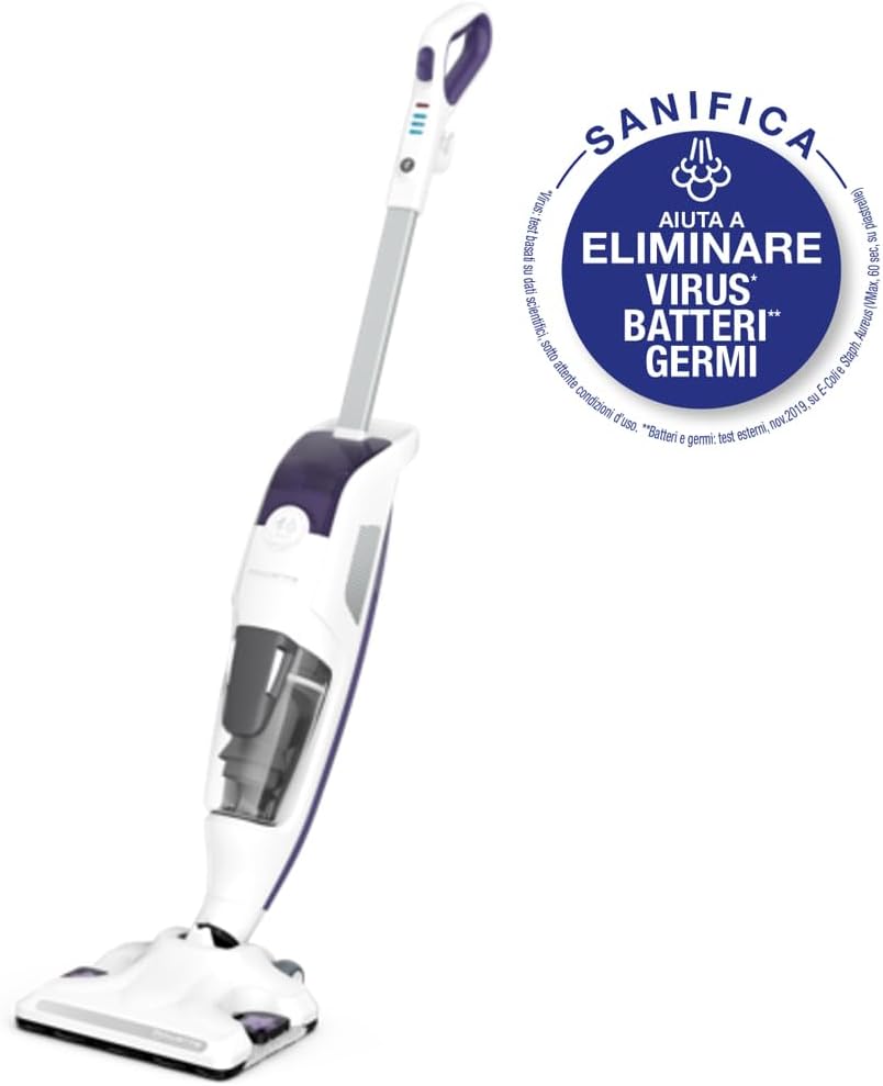 Rowenta Nettoyeur vapeur, Aspire et lave simultanément, Elimine 99,9% des bactéries, Adapté à tous les types de sols, Sans détergent, Diffuseur d'huiles essentielles, Clean&Steam Revolution RY7731WH