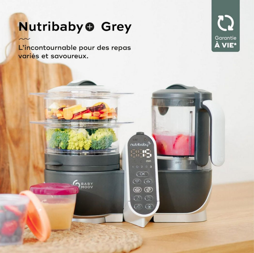 Babymoov Nutribaby(+), Robot cuiseur multifonction 6 en 1 pour bébé, cuiseur vapeur, grande capacité 2,2 L, petits pots maison, idéal pour diversifier les repas, vert opale