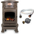 Chauffage d'appoint gaz Provence 3,4 KW Marron miel Effet poêle à bois Fonte Tuyau gaz vissable 1.5 m + detendeur butane