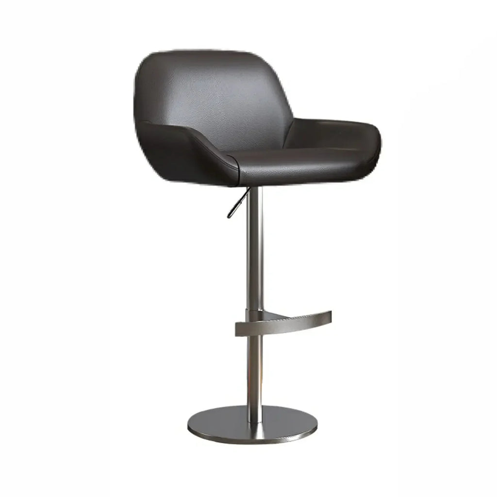 Minimalist Leather Swivel Bar Stools with Low Back for Kitchen