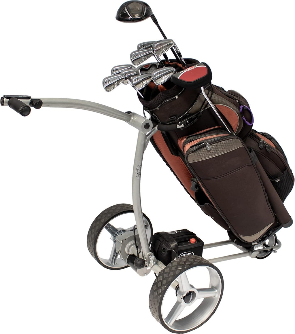 Chariot de golf électrique GT-X400 Pro avec batterie lithium 18 Ah, gris argent