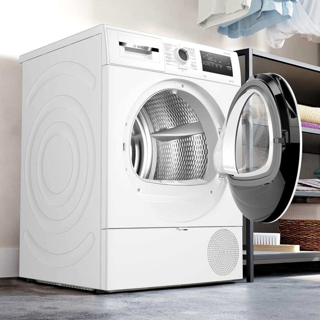 Bosch Sèche-linge avec pompe à chaleur 8 kg Série 4 Easy Clean AutoDry Anti-rides Blanc WTR85V00ES