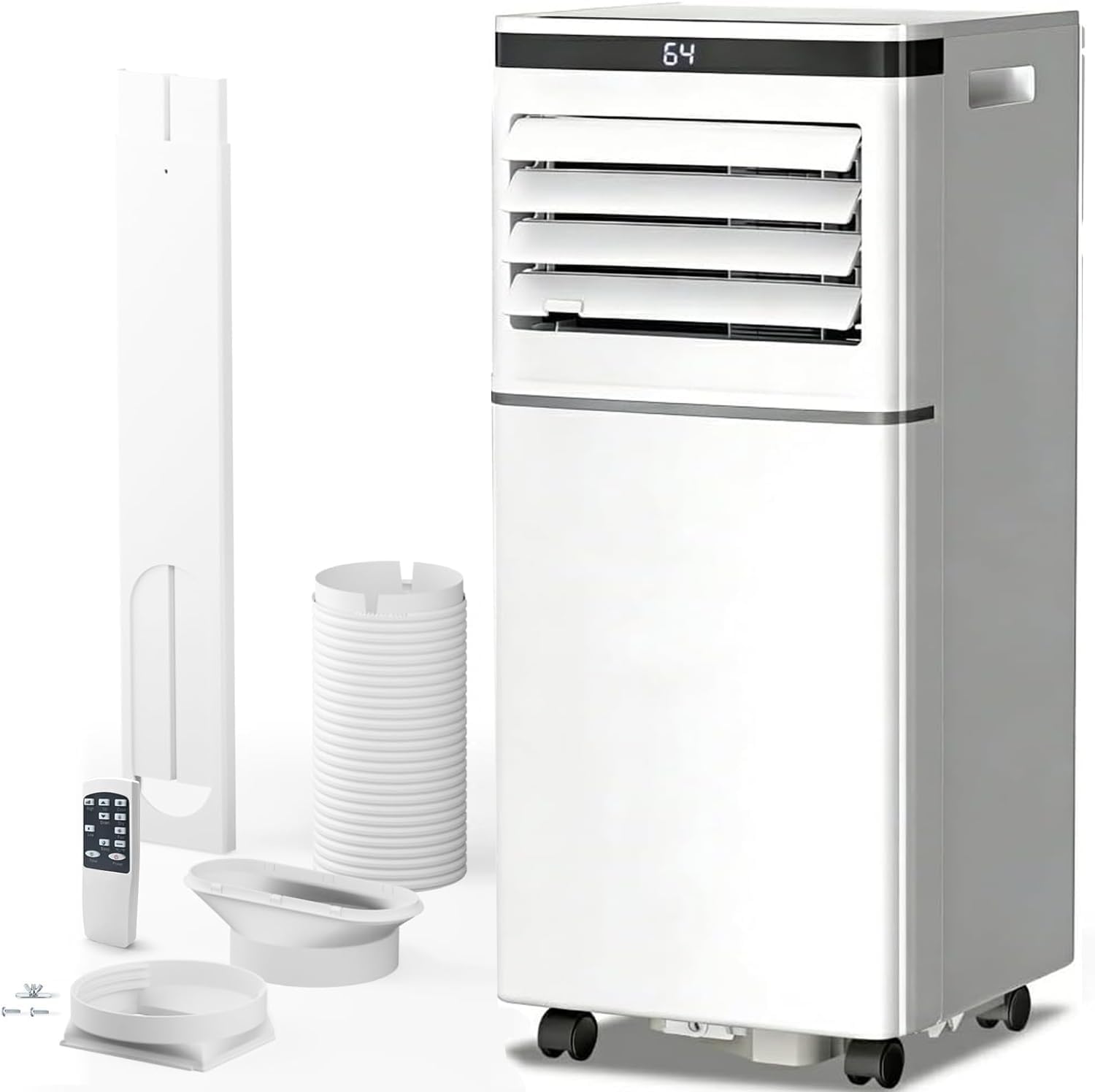Climatiseur portable 8000 BTU, télécommande, mode ventilateur, refroidit 350 m², minuterie 24 heures, fonctionnement silencieux, fenêtre, 2 vitesses de ventilateur pour chambre à coucher, bureau