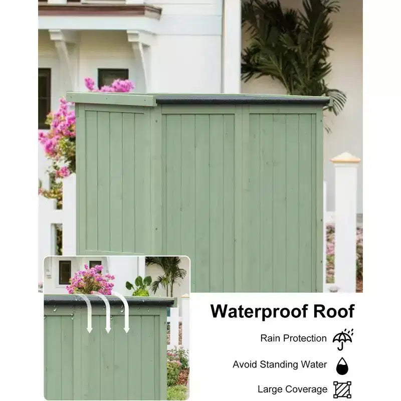 63 Inch Weatherproof Outdoor Storage Shed,with Removable Shelves, Locks,Double Shuttered Doors,Tall Wooden Garden Tool Shed with Floor for Patio,Yard