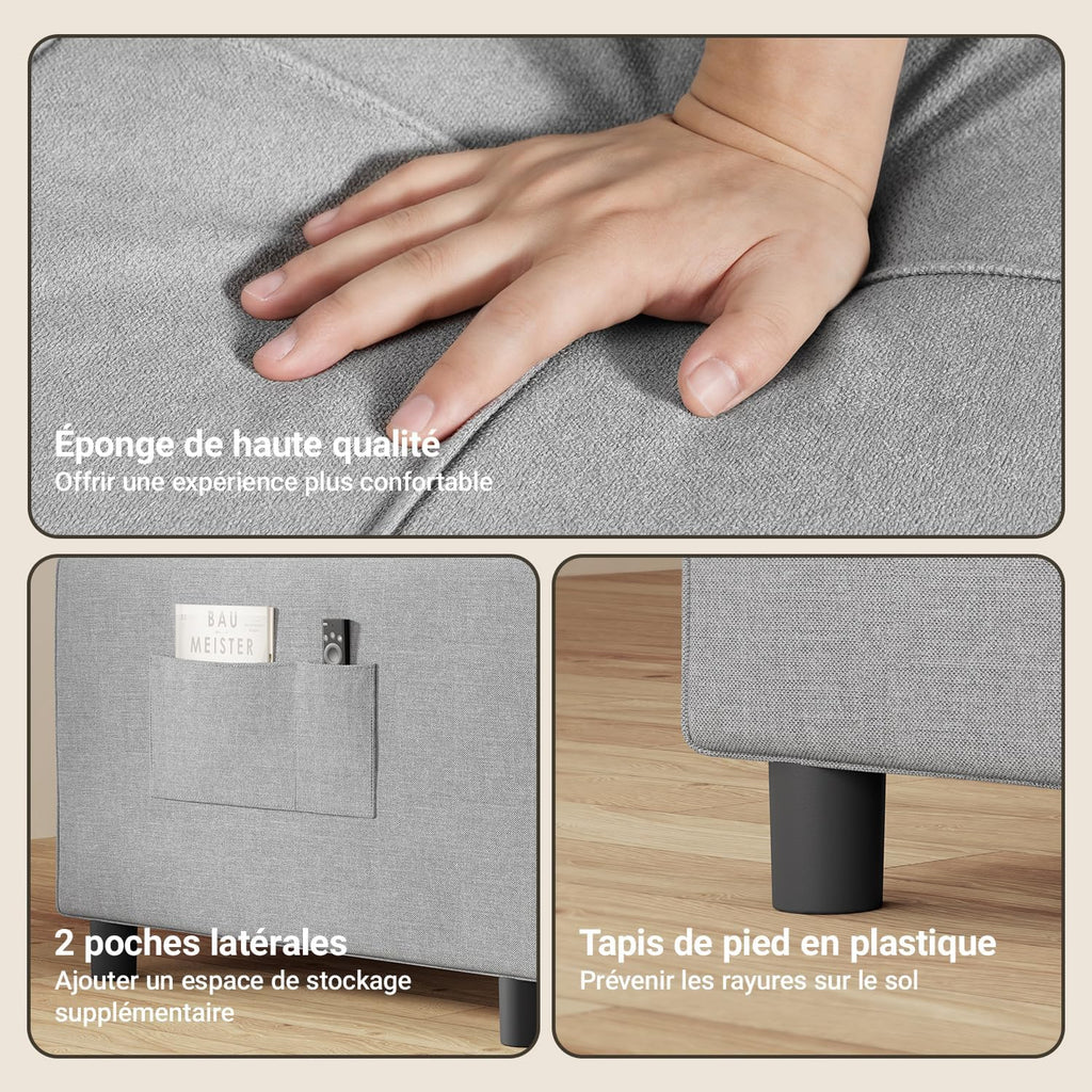 Xbro Fauteuil-lit 3 en 1 Convertible 1 Place, Fauteuil-lit avec Fonction Lit, Canapé-lit Réglable avec Coussin et Sac, Fauteuil avec Fonction Lit pour Petit Appartement (Gris Clair)