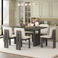 7-Piece Transitional Wooden Dining Set with Rectangular Table & 6 Chairs