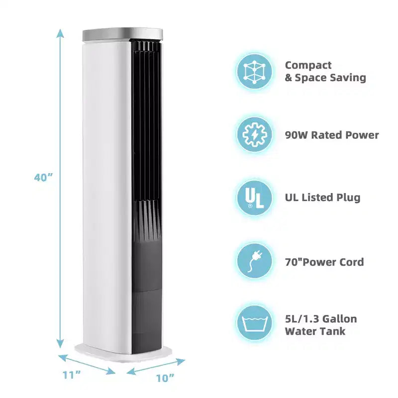 Costway 3-In-1 Portable Evaporative Air Cooler 40'' Bladeless Cooling Tower Fan w/Timer