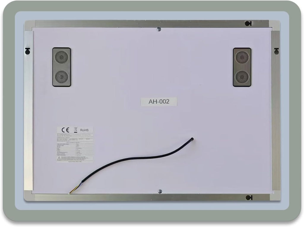 AICA Miroir Salle de Bain rectangulaire 120 x 70cm, Bluetooth + 3 Couleurs + dimmable + grossissant + Horloge + Anti-buée + mémoire, Miroir Lumineux