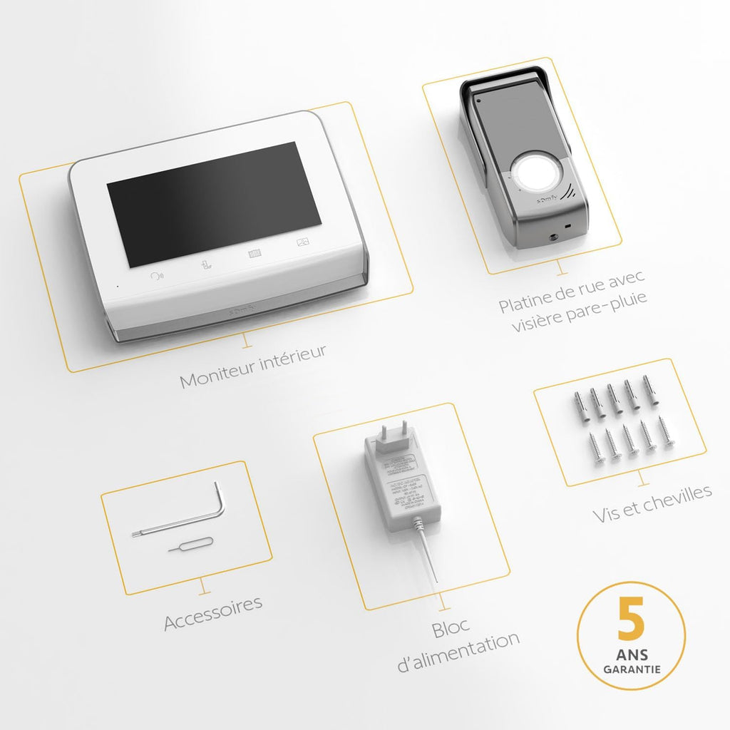 somfy 1871229 – Visiophone V350 Connect | Interphone connecté | Ecran 7 pouces | Vision nocturne | Gestion des visites à distance via l’app Protect | Contrôle jusqu’à 5 équipements motorisés RTS