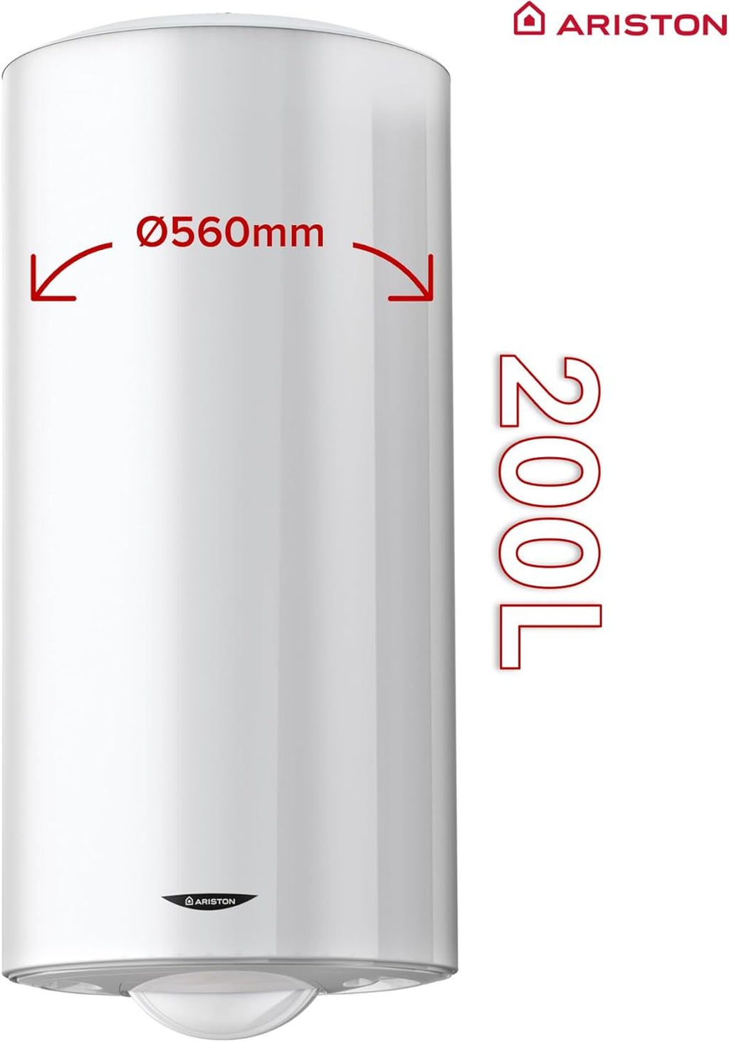 Ariston INITIO 200 L - Chauffe-eau Électrique Vertical Mural 200L - Ø560mm - Résistance Blindée Thermoplongée - NF Performance 2** - Conçu pour être installé en France