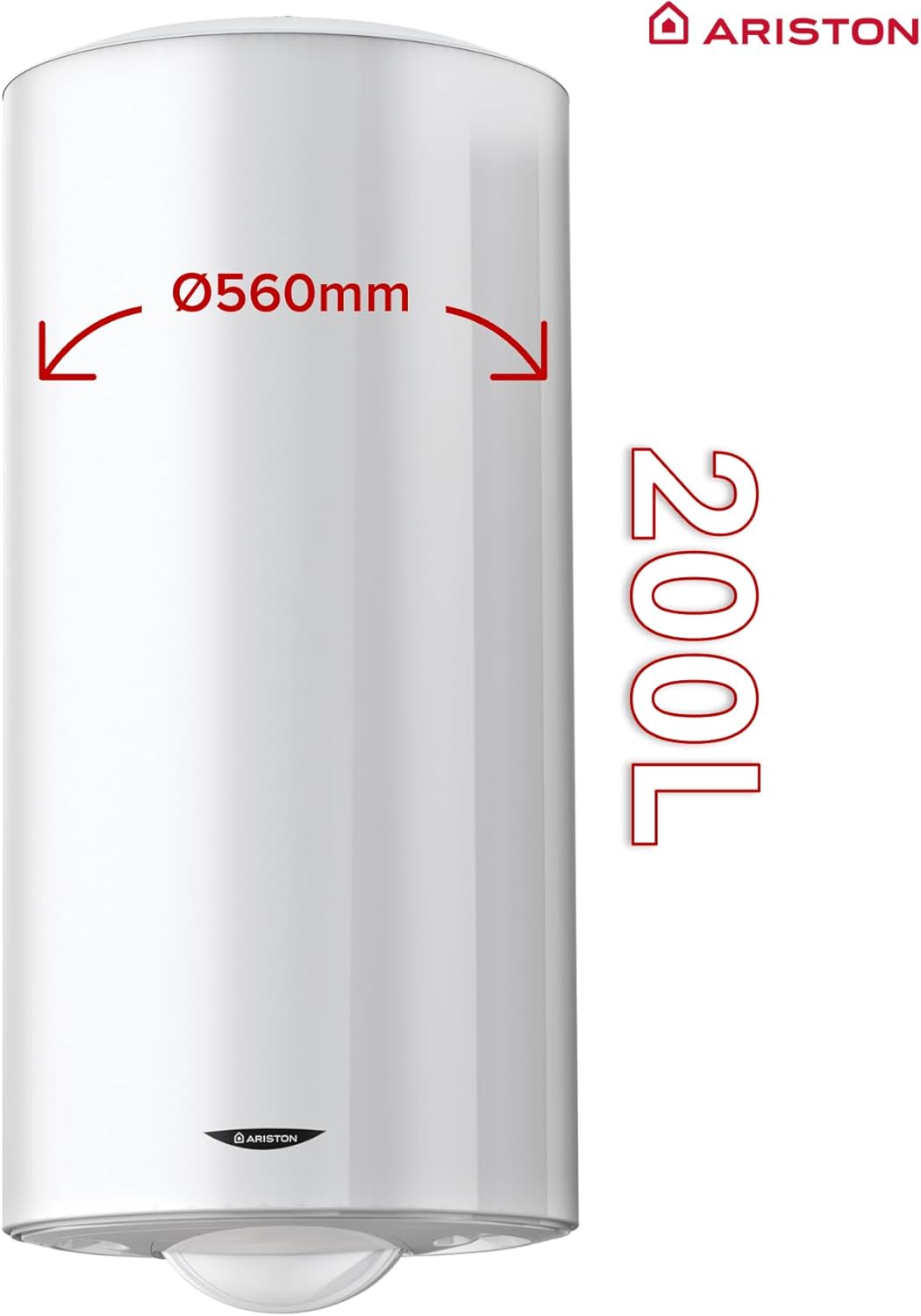 Ariston INITIO 200 L - Chauffe-eau Électrique Vertical Mural 200L - Ø560mm - Résistance Blindée Thermoplongée - NF Performance 2** - Conçu pour être installé en France