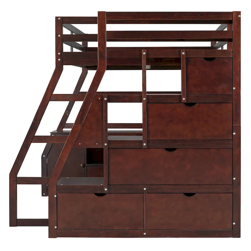 Full Pine Loft Bed with Desk and Storage