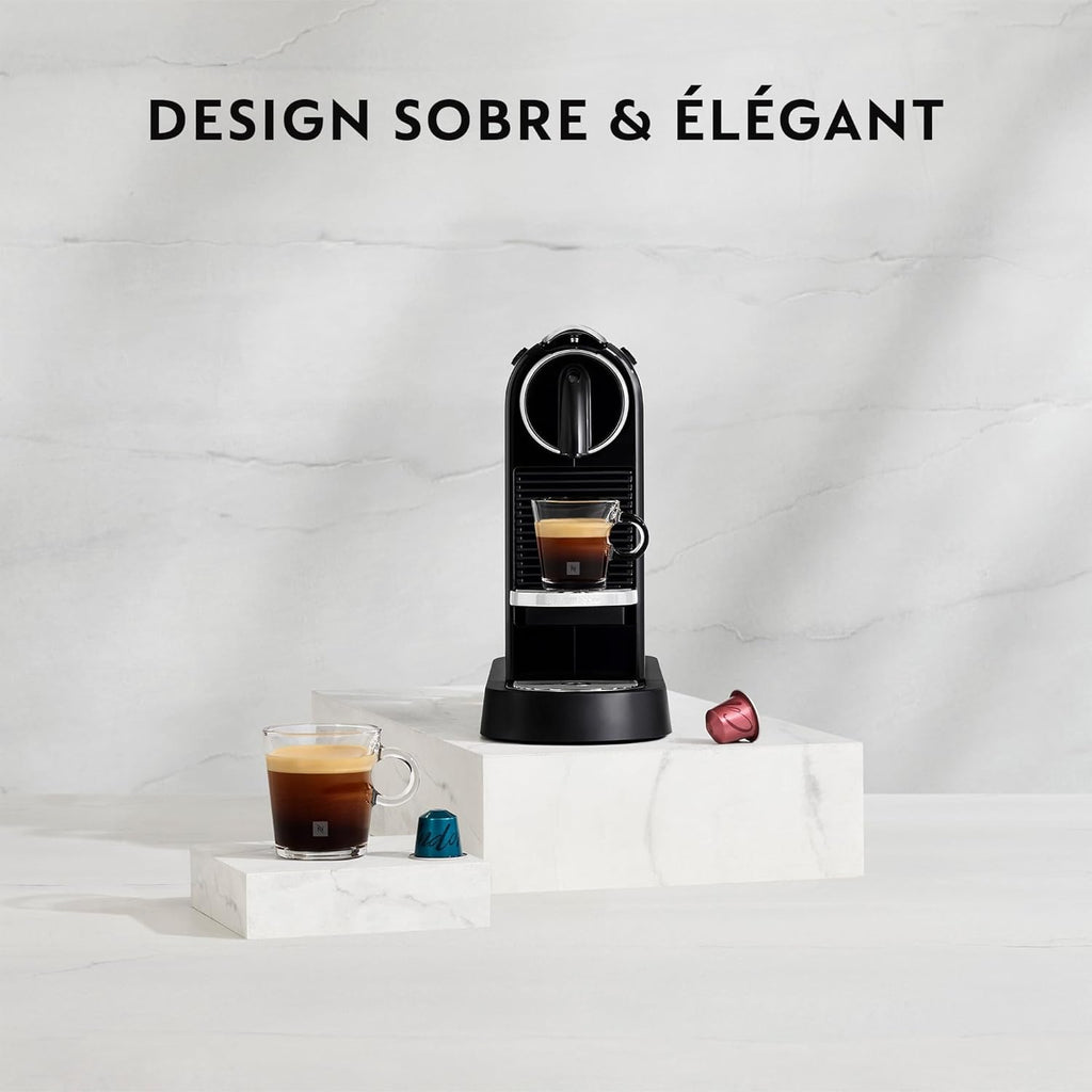 De'Longhi Nespresso CitiZ EN167.B, Machine à Café en Capsules, Machine à Café pour une Tasse, Design Compact, Pression 19 Bar, 2 Tailles de Tasses, Ensemble de Bienvenue Inclus, Noir