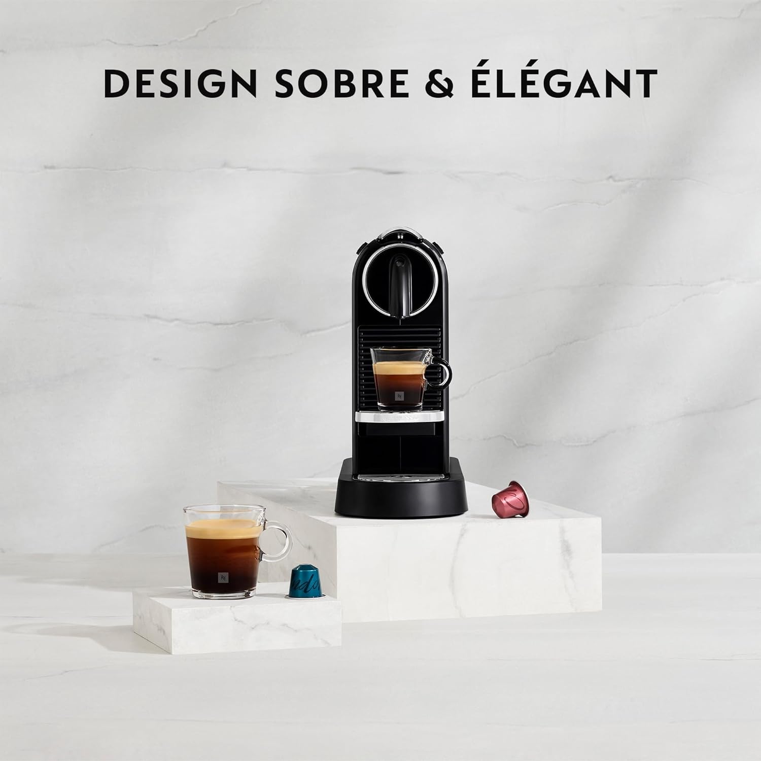 De'Longhi Nespresso CitiZ EN167.B, Machine à Café en Capsules, Machine à Café pour une Tasse, Design Compact, Pression 19 Bar, 2 Tailles de Tasses, Ensemble de Bienvenue Inclus, Noir