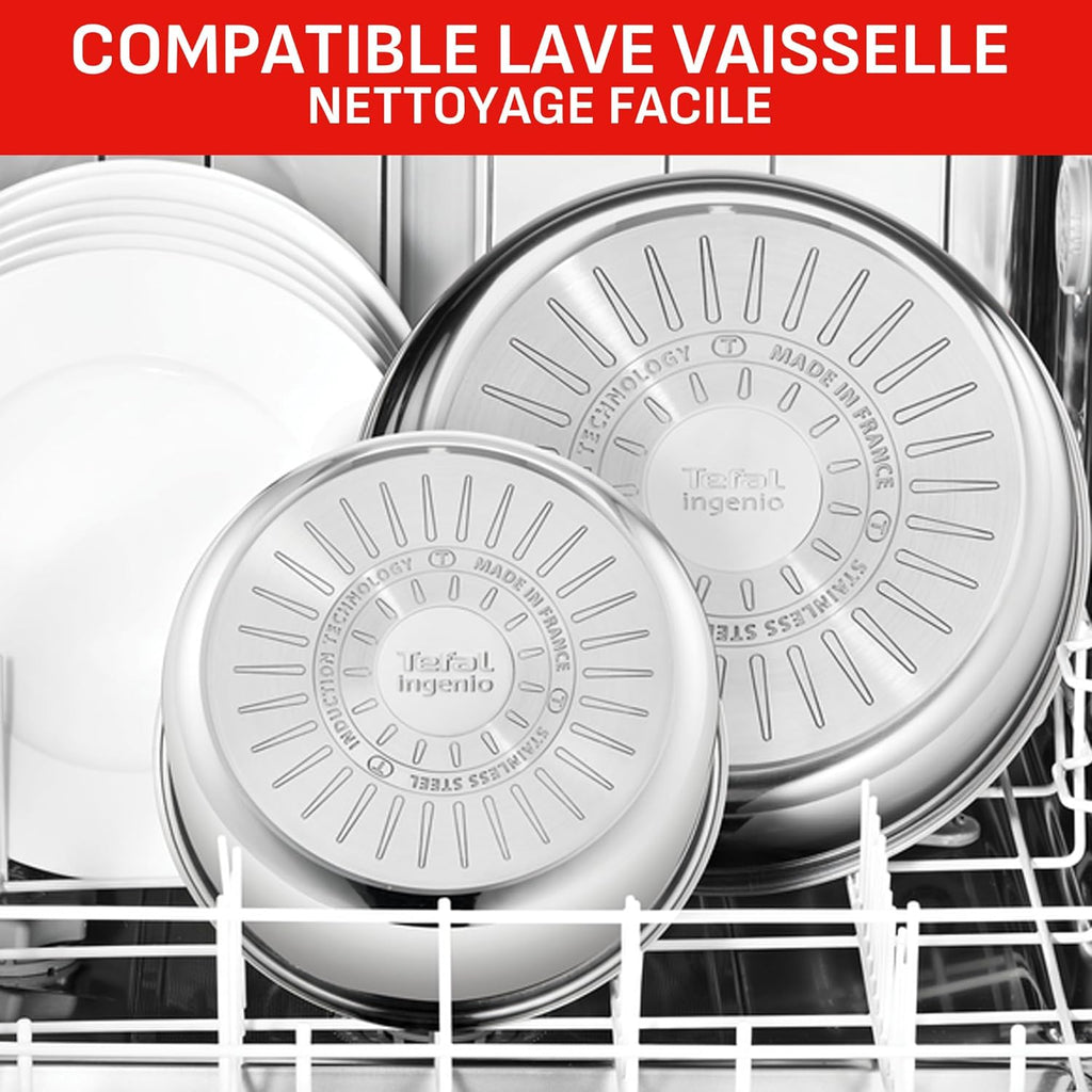 Tefal Ingenio Batterie de cuisine 20 pièces, Poêles, Casseroles, 2 poignées amovibles, Induction, Revêtement antiadhésif, Empilable, Compatible lave-vaisselle, Emotion L897SK04
