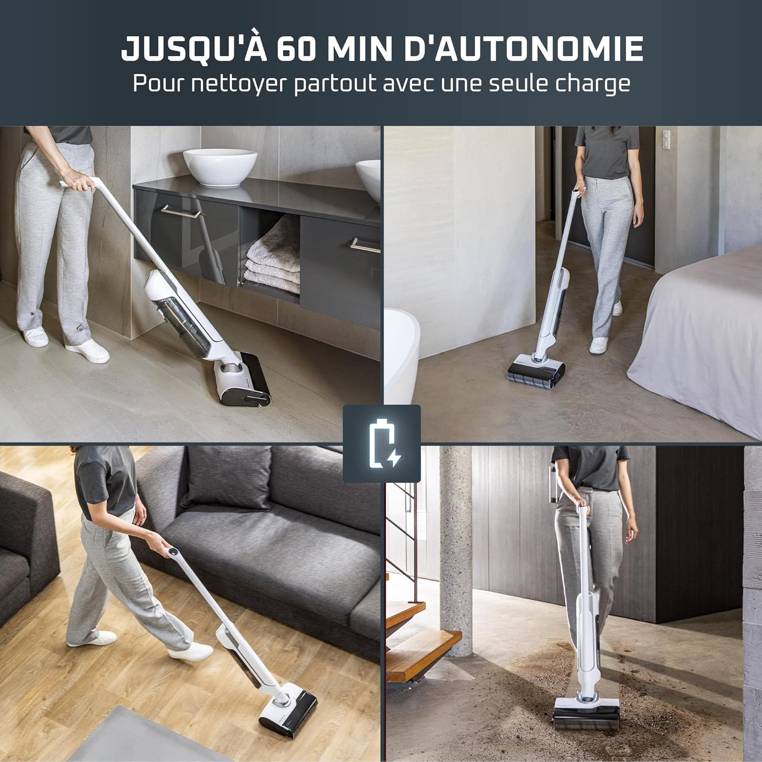 Rowenta X-Clean 10 et Clean it, Aspirateur Laveur sans Fil et Shampouineuse, Parfait pour Tâches Tenaces et Poils, Sols Durs, Moquettes et Tapis GZ7540WO + IN5010F0