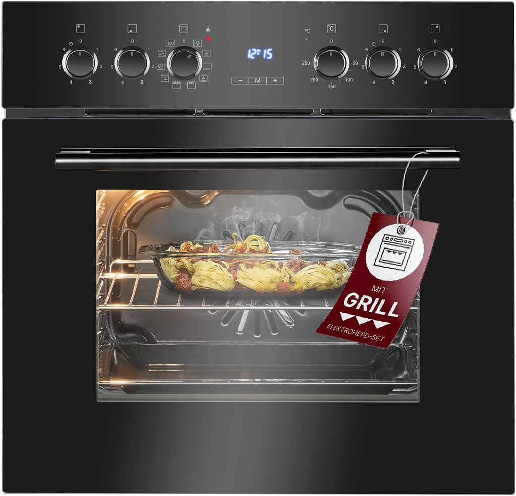 Bomann, Four avec plaque de cuisson à induction, Cuisinière encastrable avec 4 zones de cuisson et 9 fonctions de four, Capacité utile de 56 l, Thermostat réglable séparément, EHBC7937, Noir