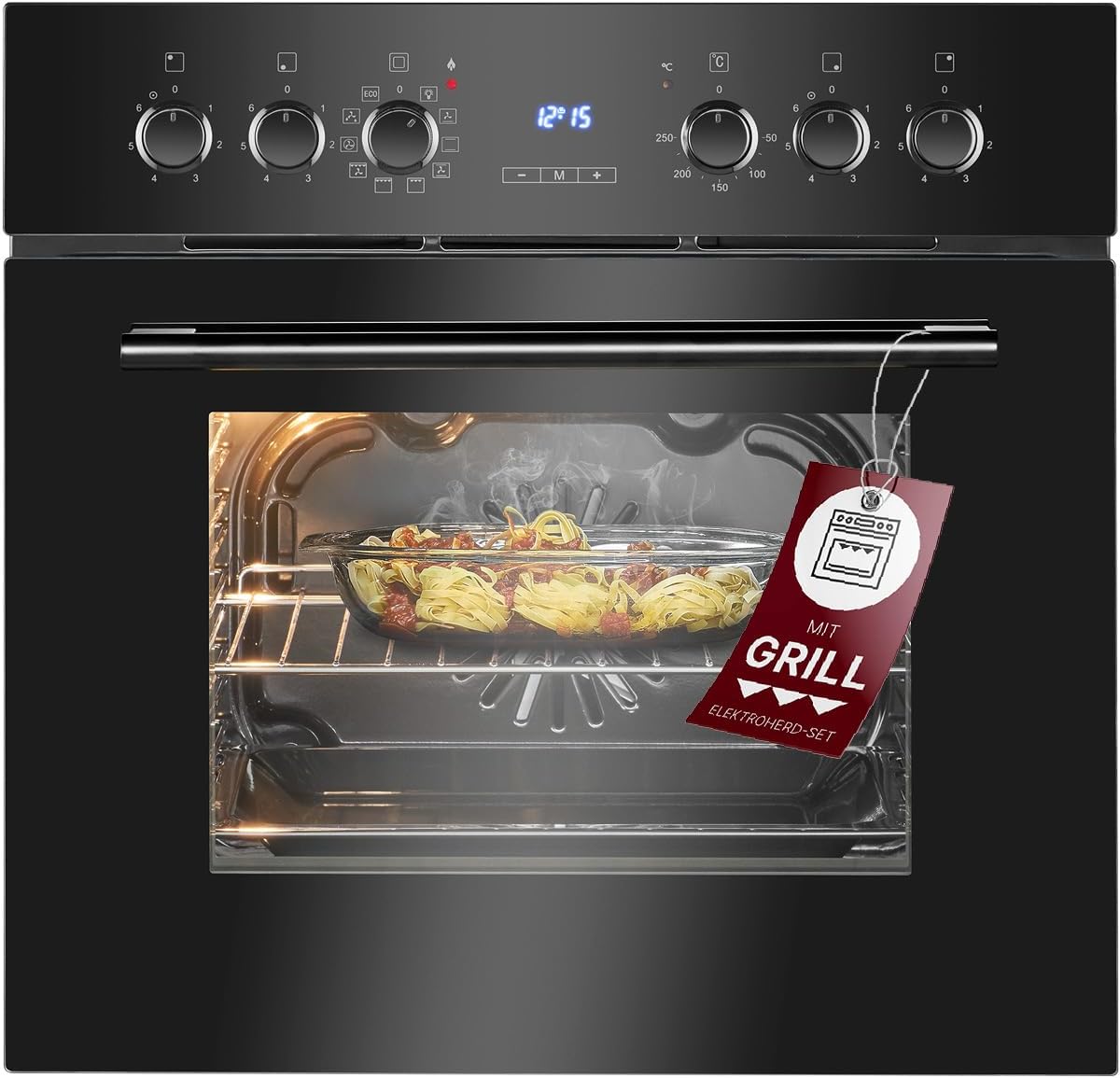 Bomann, Four avec plaque de cuisson à induction, Cuisinière encastrable avec 4 zones de cuisson et 9 fonctions de four, Capacité utile de 56 l, Thermostat réglable séparément, EHBC7937, Noir