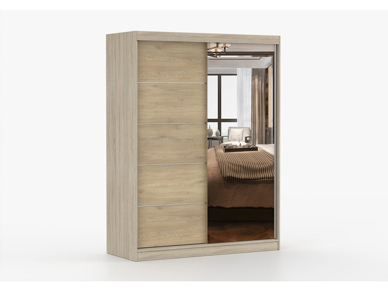 Armoire 150 cm avec miroir - chêne - chêne crémone