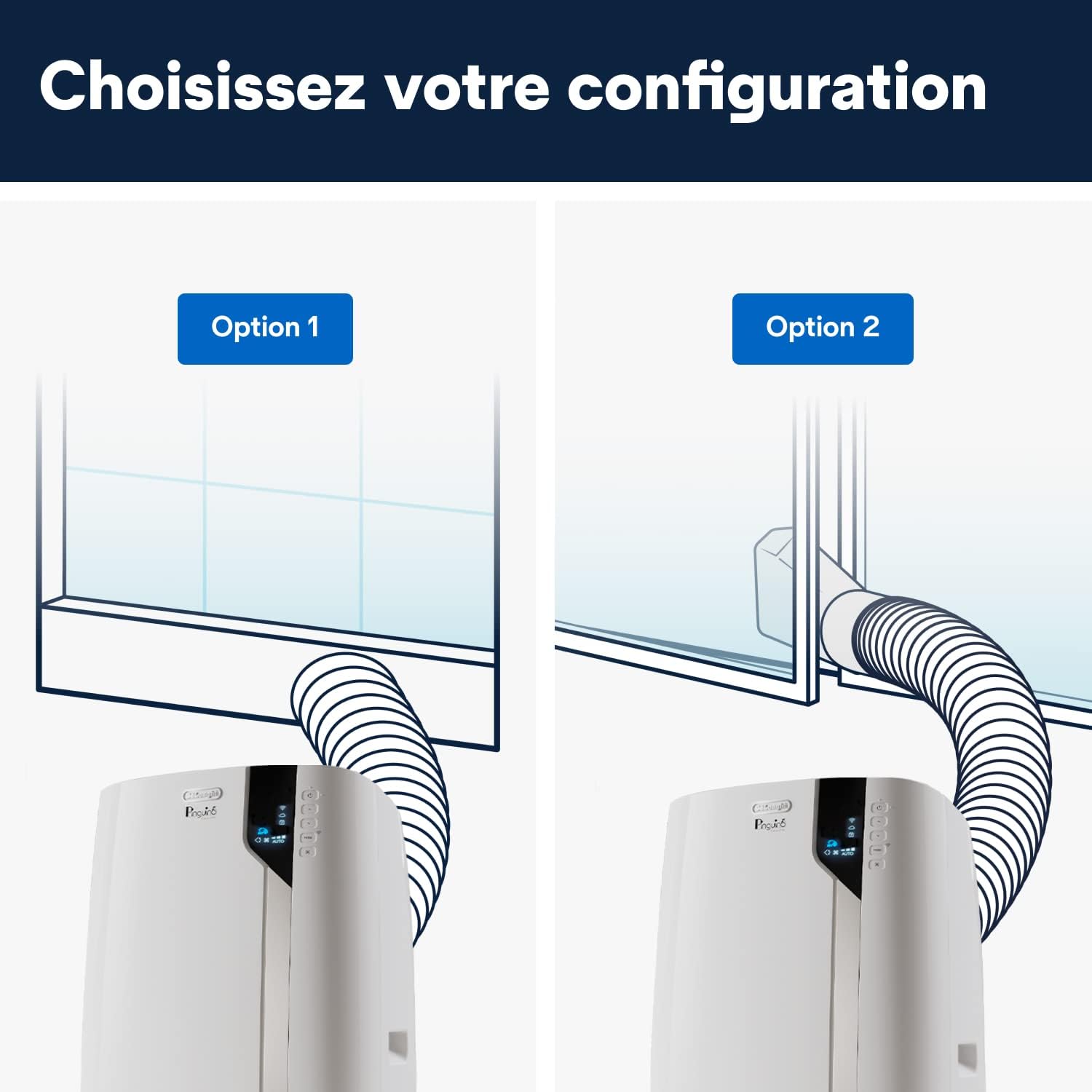 DELONGHI Pinguino PAC EX130 CST Climatiseur mobile WiFi avec fonction de déshumidification, version Pro jusqu'à 120 m³ Blanc