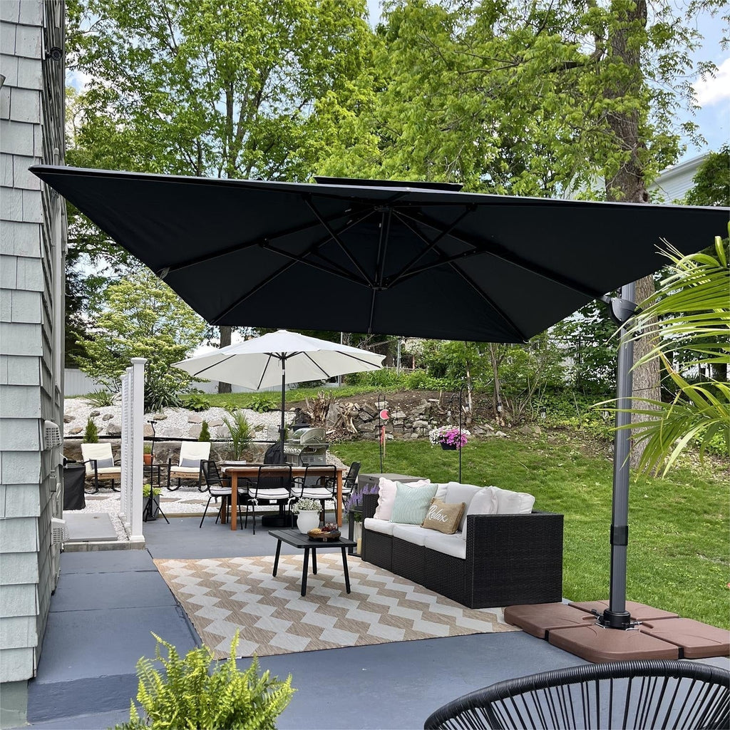MAISON ARTS 12 FT Automatic Hydraulic Cantilever Umbrella Aluminum Pole 360 Degree Rotation