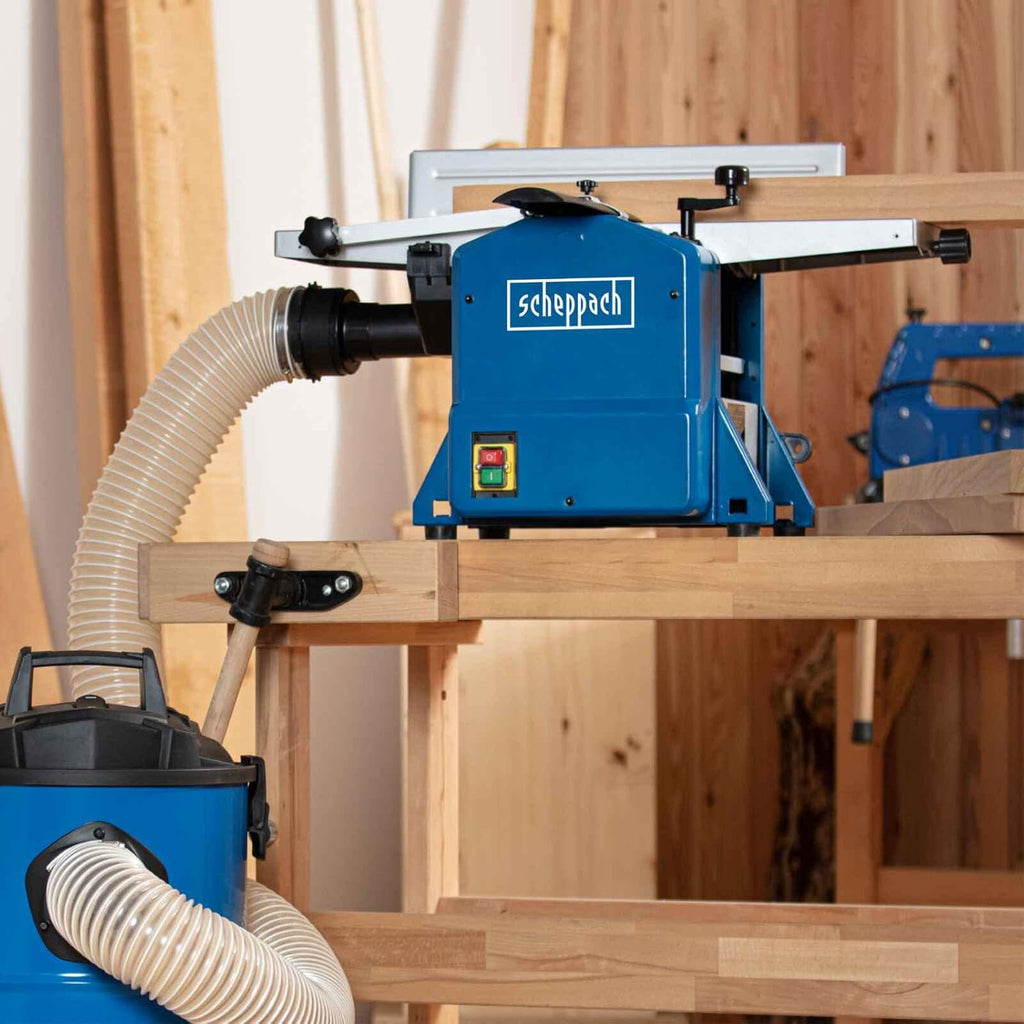 Scheppach Raboteuse & Dégauchisseuse compacte HMS850 | Puissance 1250W | 2 fers en acier rapide | Largeur de rabotage 204mm | Hauteur de passage 120mm | Régime de l'arbre 8500-1min