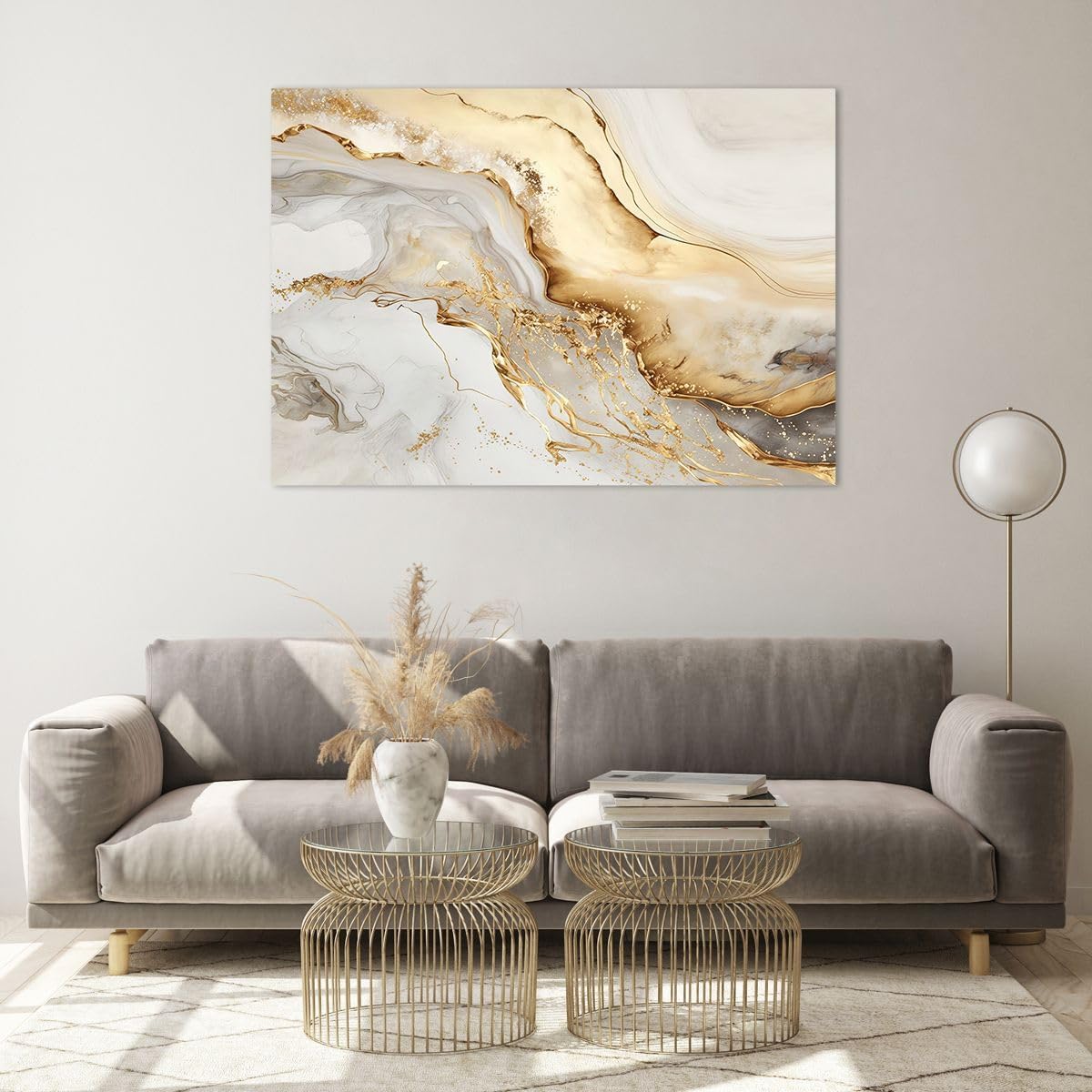 Moderne Impression sur Verre 100x70cm Image Tableau en Verre Decoration Murale Marbre Charme Élégant Grand Tableaux Decoratifs Muraux Chambre Cuisine Horizontal Deco Cadre Salon Art GAA100x70-5730