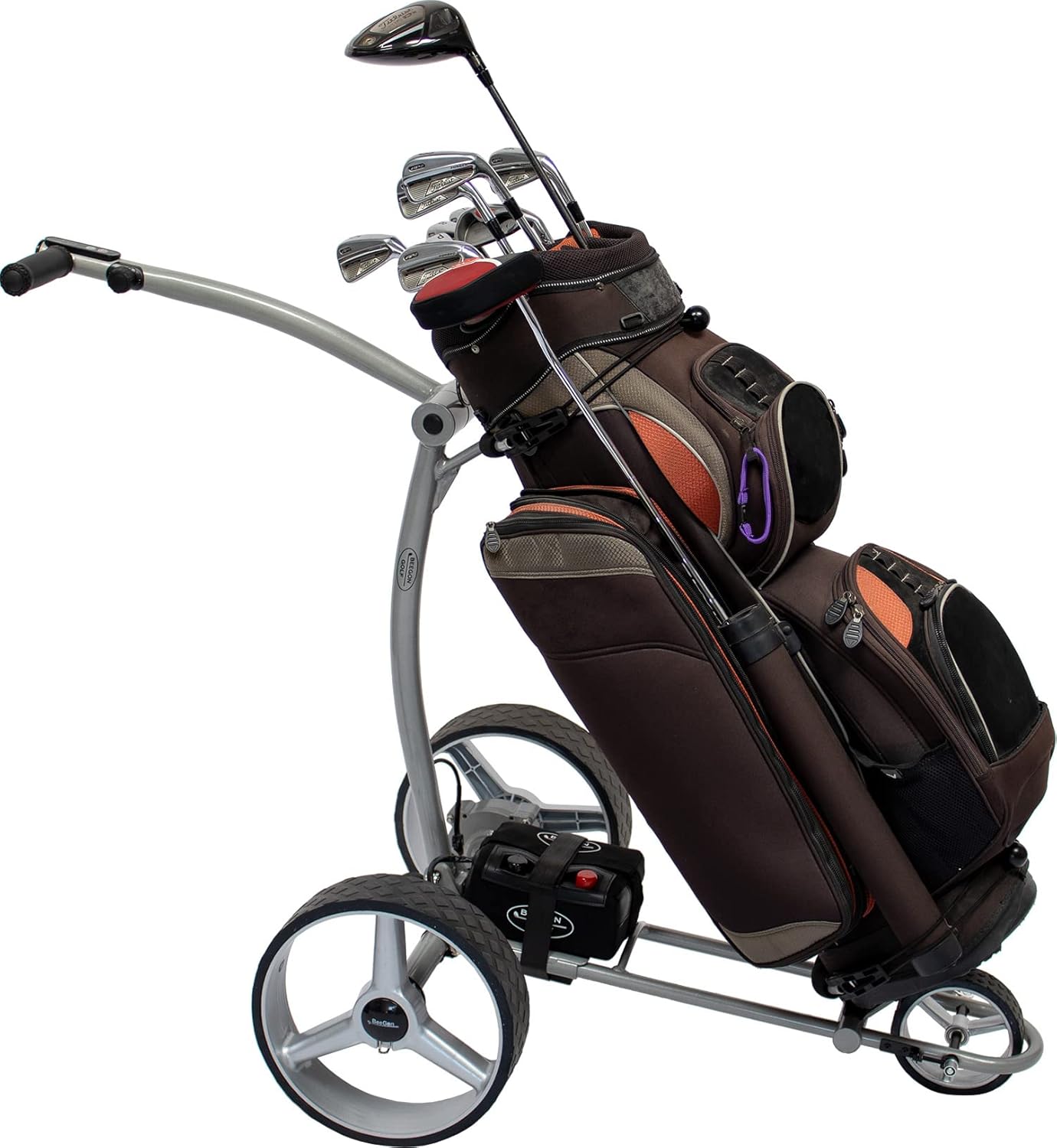 Chariot de golf électrique GT-X400 Pro avec batterie lithium 18 Ah, gris argent