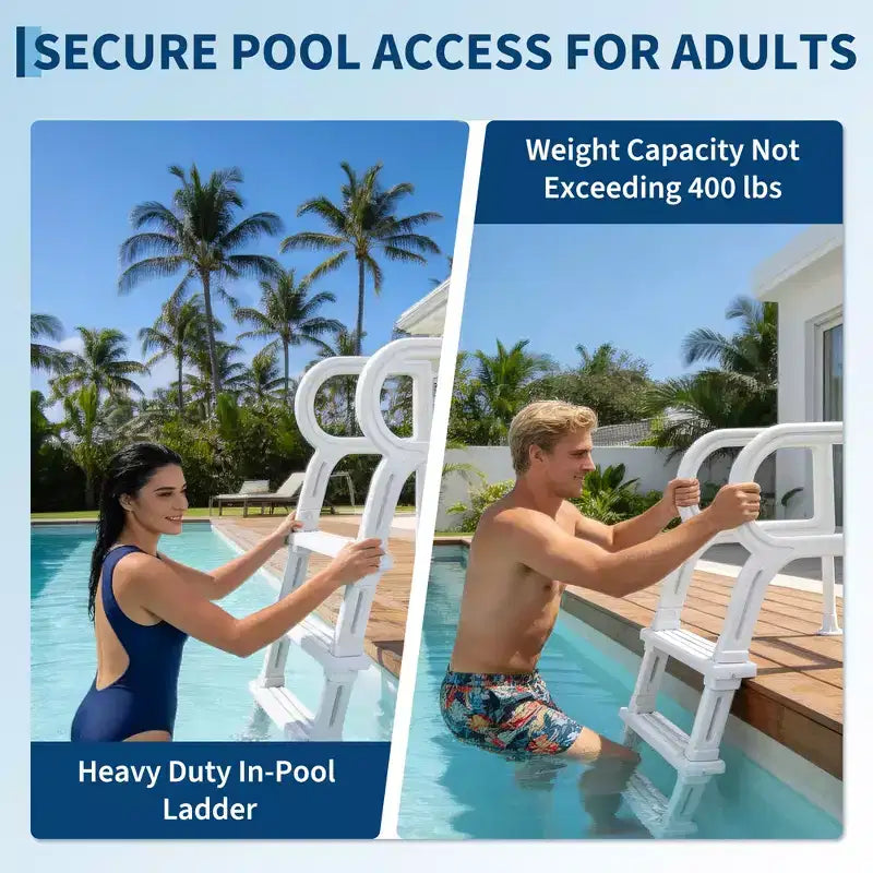 Heavy Duty 5-Step Swimming Pool Ladder with Double Handrails  Non-Slip Sturdy PE Steps  400 lbs Capacity Fits 48-54 Inground & Above Ground Pools