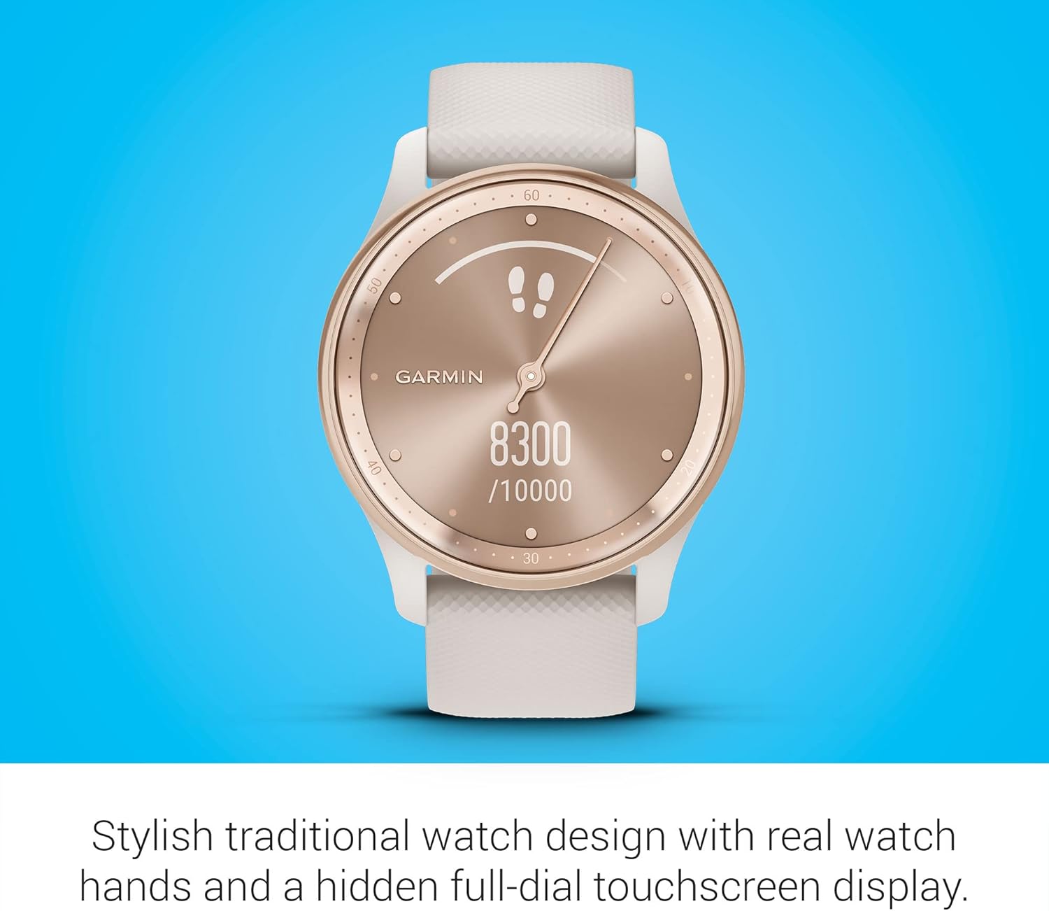 Garmin vívomove Trend - Montre connectée Hybride - Pêche Or avec Bracelet Ivoire