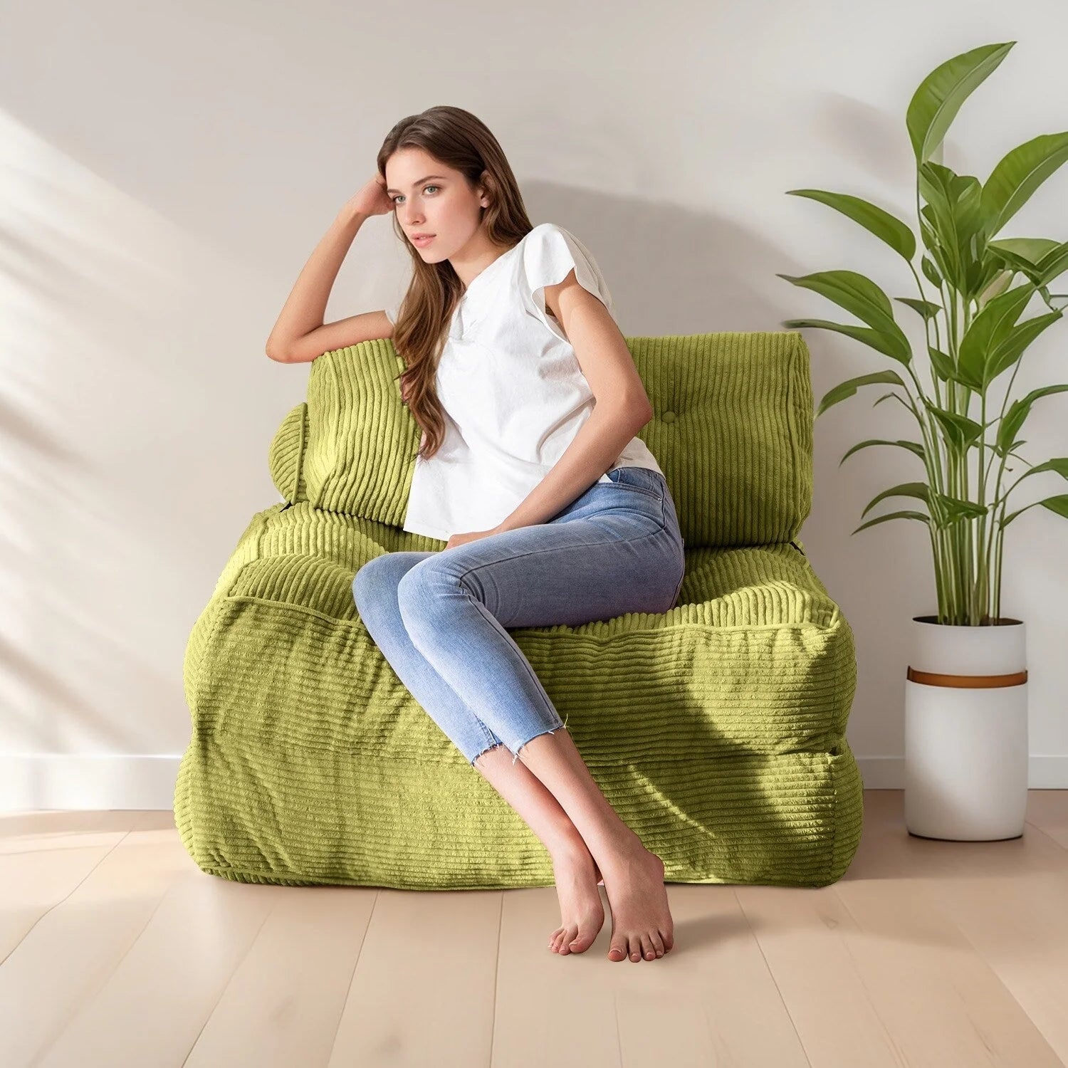 8 Corduroy Folding Couch Sofa Bed,Single