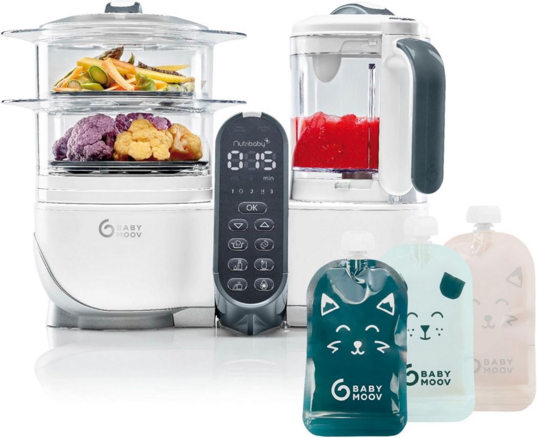 Babymoov Nutribaby(+), Robot cuiseur multifonction 6 en 1 pour bébé, cuiseur vapeur, grande capacité 2,2 L, petits pots maison, idéal pour diversifier les repas, vert opale