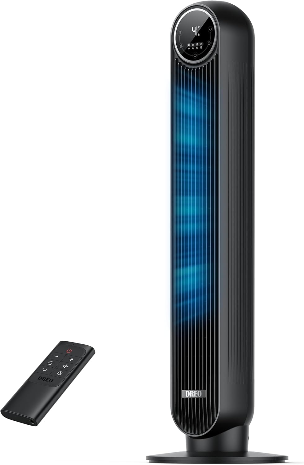Dreo 20dB ventilateur colonne silencieux pour chambre, 7,6 m/s, oscillant à 90°, 92 cm, avec télécommande, ventilateurs tour équipés de 4 vitesses, 4 modes, et minuterie 8H, noir, Nomad One