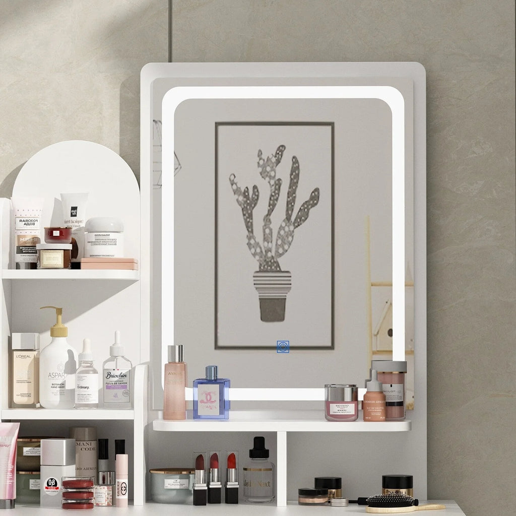 Makeup Vanity Set Table With LED Light &Mirror & Stool