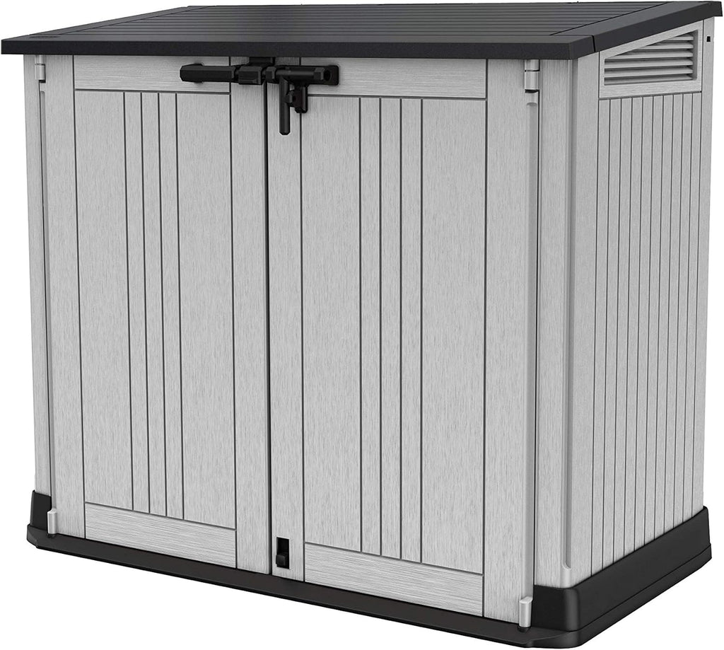 Keter 249317 Store it Out Nova Abri de jardin extérieur 132 x 71,5 x 113,5 cm, gris clair avec couvercle gris foncé
