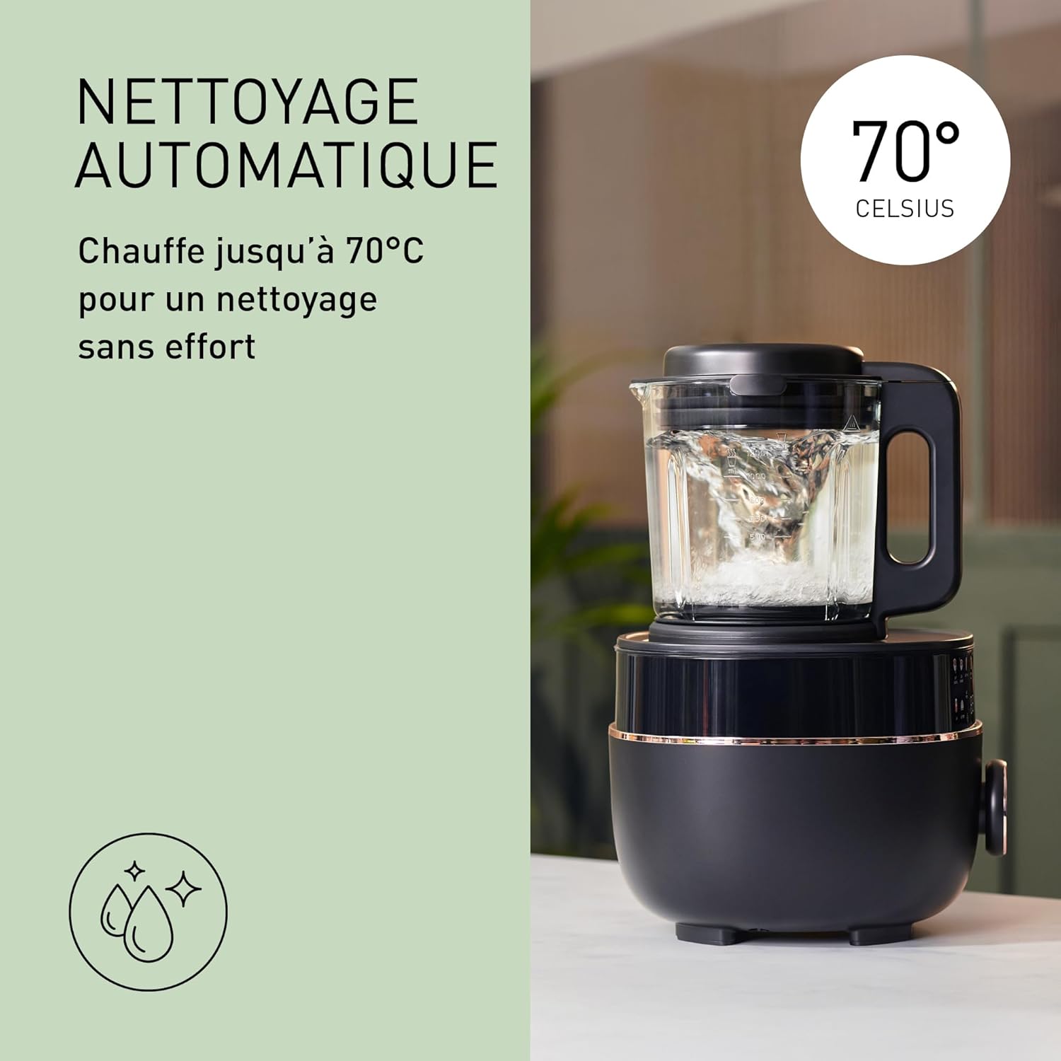 Panasonic MX-HG4401KXE Blender Chauffant, 1.2L, 800W, Chaud et Froid, 9 modes Automatiques, 10 Vitesses, Minuterie, Maintien au Chaud, Nettoyage Automatique, Noir et or Rose