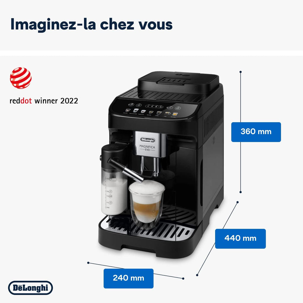 Magnifica Evo Machine a Café Grain ECAM292.81.B, Machine Expresso et Cappucino, 1.8L, 1450W, Noir